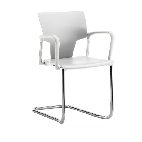 IKON Meeting and Boardroom Chair - With Arms - Cantilever Frame - White