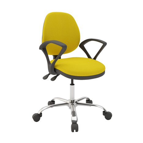 Medium Back Operator Chair - Chrome Base - Fixed Arms