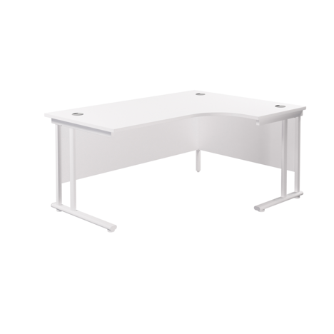 Twin Upright Radial Desk - Right Hand - 1600 - White Frame - White