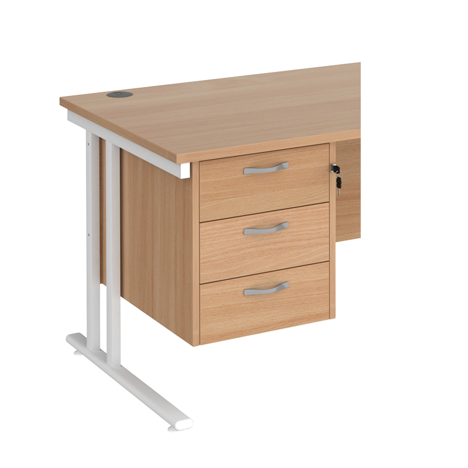 Fixed Pedestal 3 Drawer - Beech