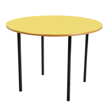 Round Classroom Table - Black Legs - Yellow