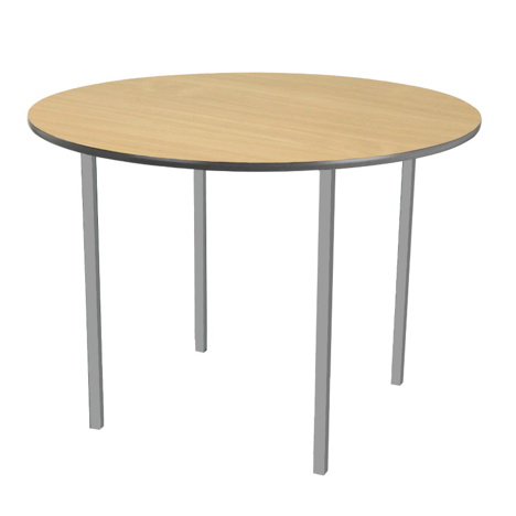 Round Classroom Table - Silver Legs - Maple