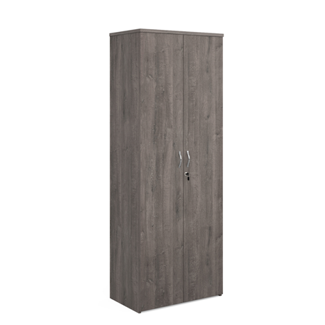 Double Door Cupboard - 2140mm High - Five Shelves - Grey Oak