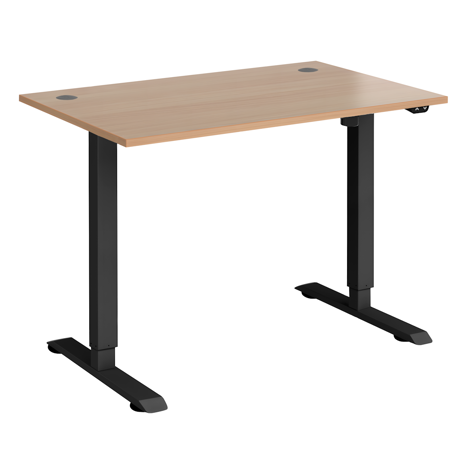 Electric Ergonomic Sit-Stand Workstation - 1200 - Black Frame - Beech