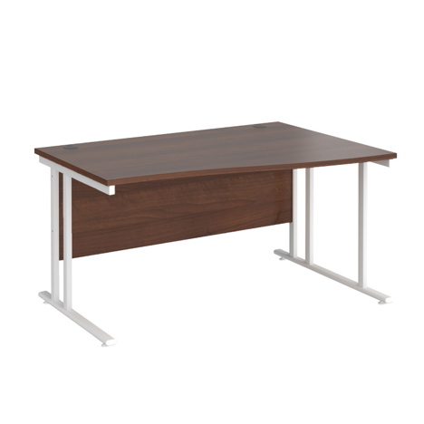 Wave Cantilever Workstation - 1400 - Right Hand - White - Walnut