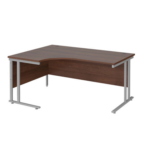 Radial Cantilever Workstation - 1600 - Silver - Left - Walnut