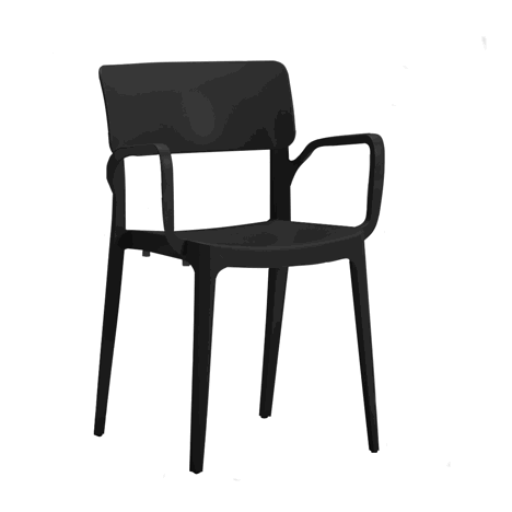 Vivo Plastic Chair - With Arms - Black