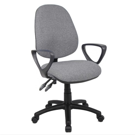 High Back Operator Chair - Fixed Look Arms - Grey