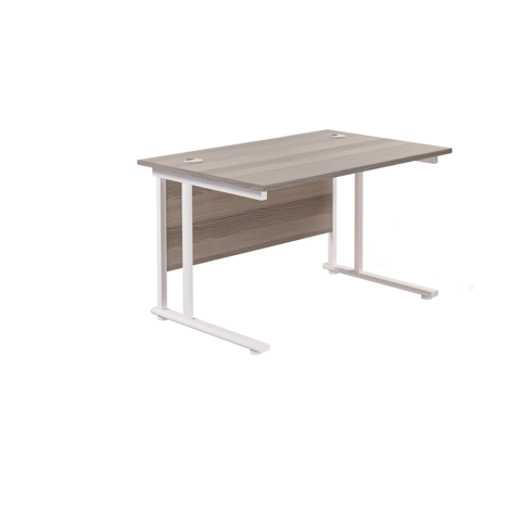 Rectangular Workstation 800mm Deep - W1200 - White Frame - Grey Oak
