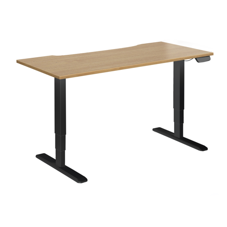 Electric Sit-Stand Desk with Dual Motors - 1800 - Black Frame - Oak