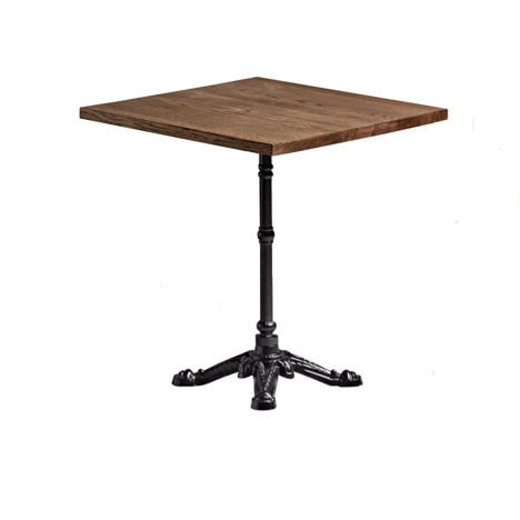Rustic Solid Oak Table - 700 x 700mm - Nevada - 4 Toe Table Base - Black Aluminium