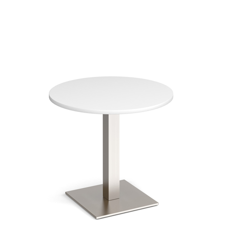 Brescia Circular Dining Table - Brushed Steel - White