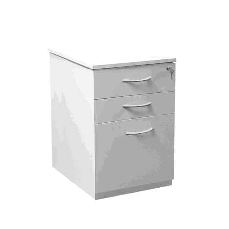 Desk High 3 Drawer Pedestal - 600 - White