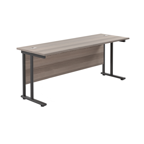 Rectangular Workstation 600mm Deep - W1800 - Black Frame - Grey Oak
