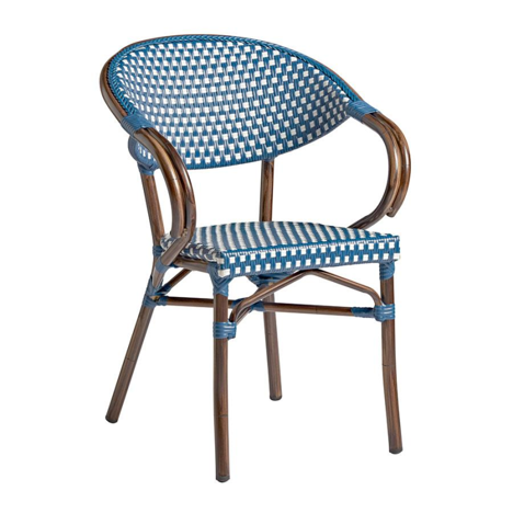 Panda Arm Chair - Blue & White Weave