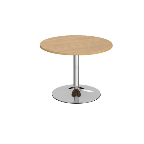 Trumpet Base Circular Boardroom Table - 1000 - Chrome - Oak