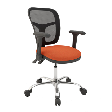 Mesh Back Operator Chair - Folding Arms - Chrome Base
