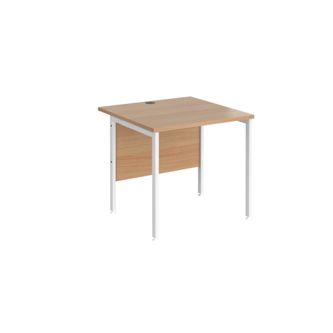 Straight Desk - H-Frame - 800 - White - Beech