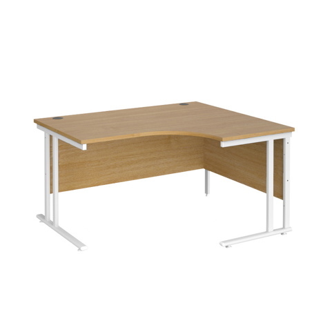 Radial Cantilever Workstation - 1400 - White - Right - Oak