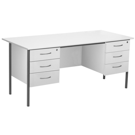 Double Pedestal Six Drawer Desk - 1800mm - White