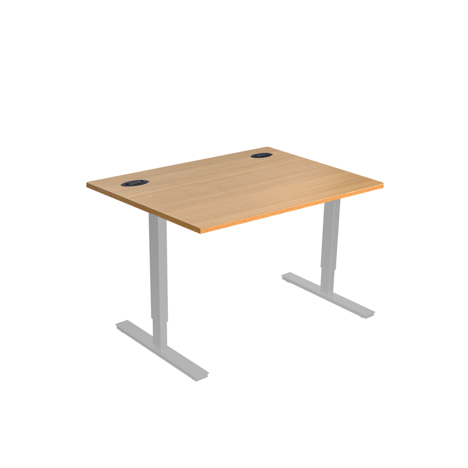 Electric Height Adjustable Desk - 1200mm - Silver Frame - Beech