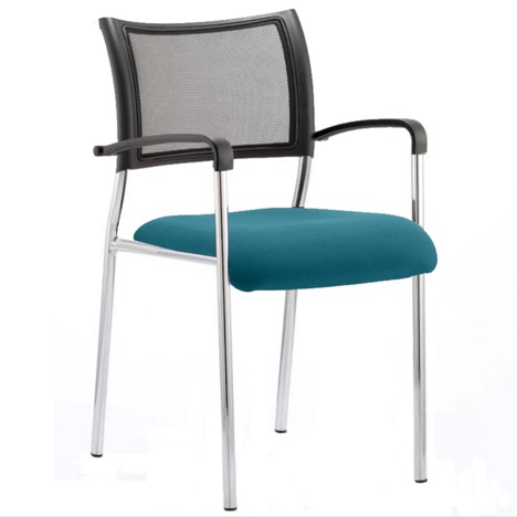 Brunswick Medium Back Chair - With Arms - Chrome legs - Maringa Teal