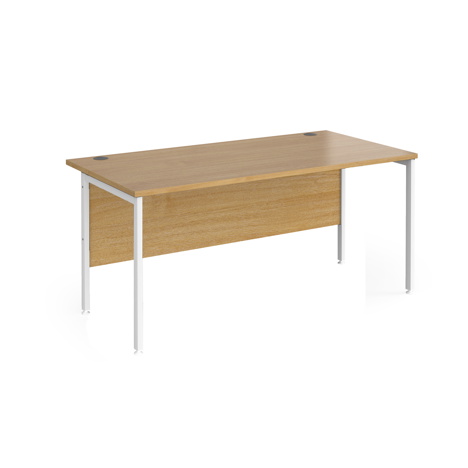 Straight Desk - H-Frame - 1600 - White - Oak