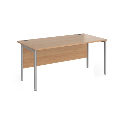 Straight Desk - H-Frame - 1600 - Silver - Beech