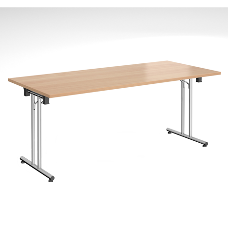Rectangular Folding Leg Table - 1800 - Chrome - Beech
