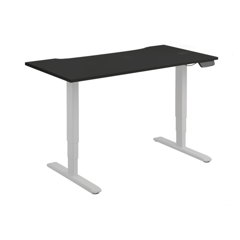 Electric Sit-Stand Desk with Dual Motors - 1600 - Silver Frame - Black
