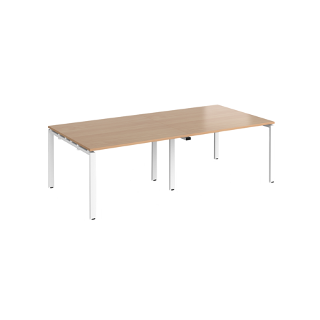 Adapt Rectangular Boardroom Table 2400 x 1200 - White - Beech