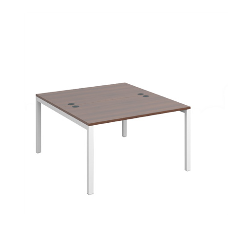 Connex Back to Back Desks - 1200 - White Frame - Walnut