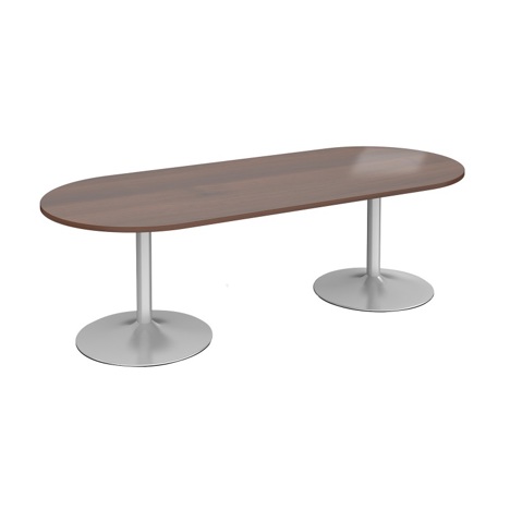 Trumpet Base Radial End Boardroom Table - Silver - Walnut