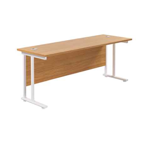 Rectangular Workstation 600mm Deep - W1800 - White Frame - Nova Oak
