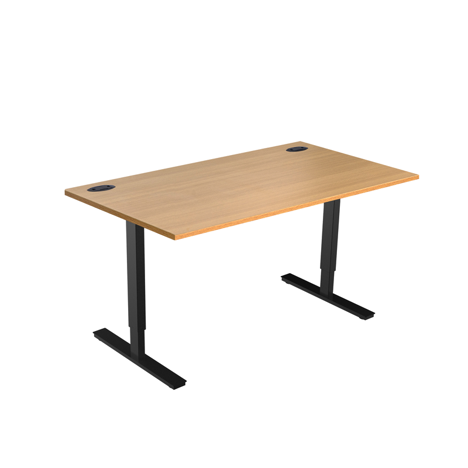 Electric Height Adjustable Desk - 1600mm - Black Frame - Beech