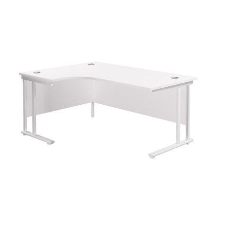 Twin Upright Radial Desk - Left Hand - 1600 - White Frame - White