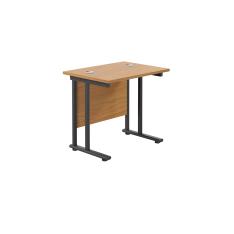 Rectangular Workstation 600mm Deep - W800 - Black Frame - Nova Oak