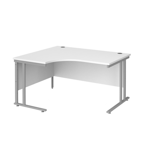 Radial Cantilever Workstation - 1400 - Silver - Left - White