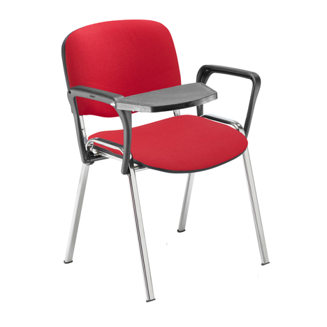 Club Chair with Chrome Frame - Red with Universal Plastic Tablet in Black