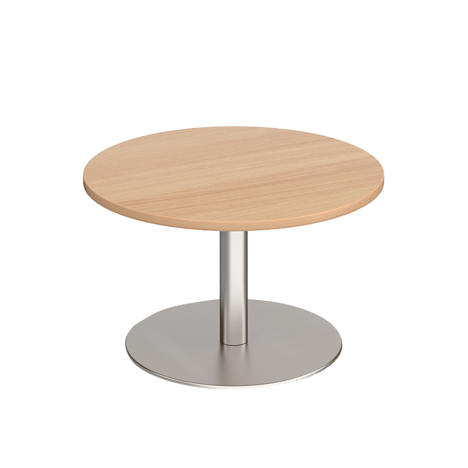 Monza Circular Coffee Table - Brushed Steel - Beech