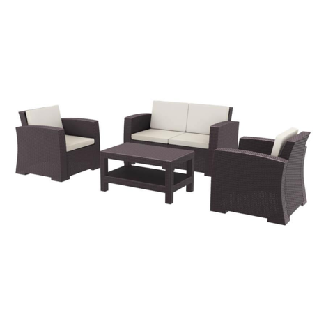 Monaco 4 Piece Sofa Set - Brown