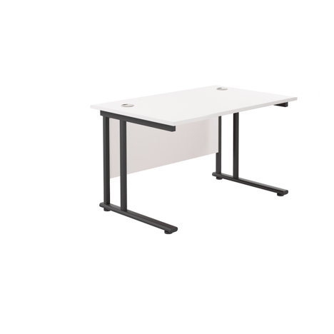 Rectangular Workstation 800mm Deep - W1200 - Black Frame - White