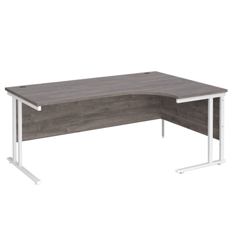 Radial Cantilever Workstation - 1800 - White - Right - Grey Oak
