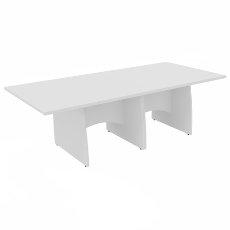 Platinum Range - Rectangular Conference Tables with Shaped Modesty Panel & Legs - 2400mm - White