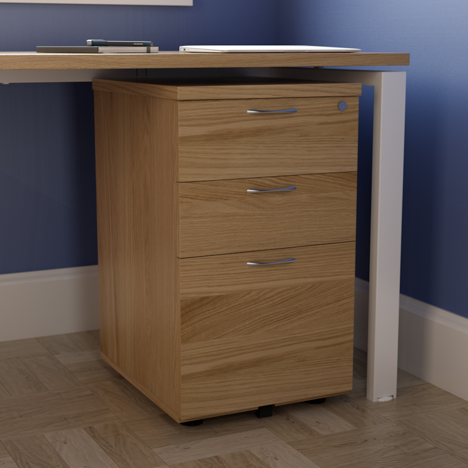 3 Drawer Tall Under Desk Mobile Pedestal