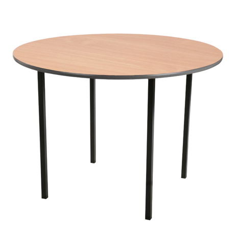 Round Classroom Table - Black Legs - Beech
