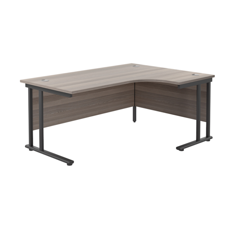 Twin Upright Radial Desk - Right Hand - 1800 - Black Frame - Dark Walnut
