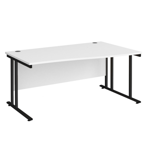 Wave Cantilever Workstation - 1600 - Right Hand - Black - White