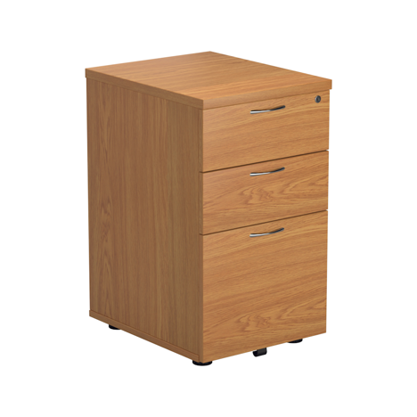 3 Drawer Tall Under Desk Mobile Pedestal - Nova Oak