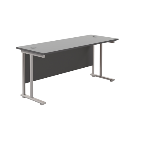 Rectangular Workstation 600mm Deep - W1600 - Silver Frame - Black